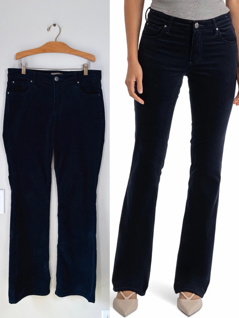 KUT From The Kloth Navy Corduroy Natalie Bootcut Pants Academia Classic